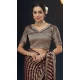 Wine Pure Georgette Zari Work Party Wear Saree - 9988191717