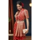 Red Pure Georgette Zari Work Party Wear Saree - 9988191719