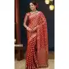 Red Pure Georgette Zari Work Party Wear Plus Size Saree - 9988191719