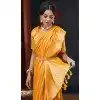 Mustard Pure Georgette Zari Work Party Wear Plus Size Saree - 9988191720