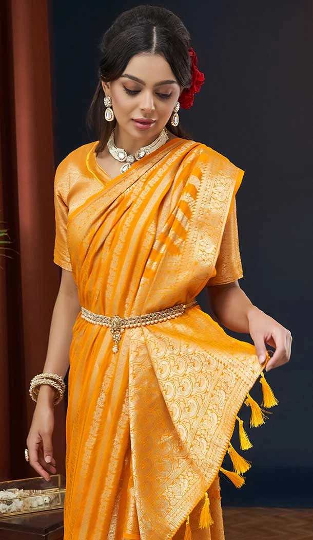 Mustard Pure Georgette Zari Work Party Wear Saree - 9988191720 Mustard Pure Georgette Zari Work Party Wear Saree - 9988191720