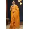 Mustard Pure Georgette Zari Work Party Wear Plus Size Saree - 9988191720