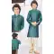 Green Jacquard Resham Work Function Wear Kids Kurta Pajama - 9998191772