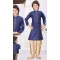 Jacquard Navy Blue Resham Work Function Wear Kids Kurta Pajama - 9998191779
