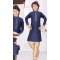 Jacquard Resham Work Function Wear Kids Kurta Pajama In Navy Blue - 9998191781