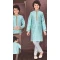 Light Firozi Jacquard Resham Work Function Wear Kids Kurta Pajama - 9998191783