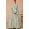 Light Pista Fox Georgette Embroidered Party Wear Plus Size Gown - 9999191831