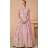 Mauve Fox Georgette Embroidered Party Wear Plus Size Gown - 9999191832