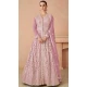 Mauve Fox Georgette Embroidered Party Wear Plus Size Gown - 9999191832