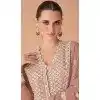 Light Peach Fox Georgette Embroidered Party Wear Plus Size Gown - 9999191833