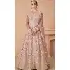 Light Peach Fox Georgette Embroidered Party Wear Plus Size Gown - 9999191833