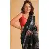 Pure Georgette Thread Embroidered Party Wear Plus Size Saree In Dark Green - 10004191857