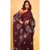 Pure Georgette Thread Embroidered Party Wear Plus Size Saree In Wine - 10004191859