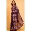 Pure Georgette Thread Embroidered Party Wear Plus Size Saree In Wine - 10004191859
