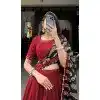 Maroon Cotton Mirror Hand Work Plus Size Navratri Chaniya Choli - 10006191863