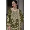 Plus Size Chinon Embroidered Party Wear Readymade Sharara Suit In Mehendi Green - 10008191872