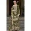 Plus Size Chinon Embroidered Party Wear Readymade Sharara Suit In Mehendi Green - 10008191872