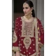 Chinon Embroidered Party Wear Readymade Sharara Suit In Maroon - 10008191873