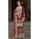 Chinon Embroidered Party Wear Readymade Sharara Suit In Maroon - 10008191873
