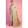 Plus Size Kashmiri Pashmina Resham Work Traditional Wear Saree In Light Green - 9975191563