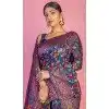 Plus Size Kashmiri Pashmina Resham Work Traditional Wear Saree In Navy Blue - 9975191564