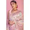 Plus Size Kashmiri Pashmina Resham Work Traditional Wear Saree In Light Pink - 9975191565