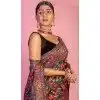Plus Size Kashmiri Pashmina Resham Work Traditional Wear Saree In Black - 9975191566