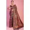 Plus Size Kashmiri Pashmina Resham Work Traditional Wear Saree In Black - 9975191566