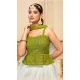 Georgette Embroidered Party Wear Lehenga Choli In White And Mehendi - 10017191916