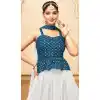 Georgette Embroidered Party Wear Lehenga Choli In White And Teal Blue - 10017191917