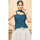 Georgette Embroidered Party Wear Lehenga Choli In White And Teal Blue - 10017191917