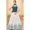 Georgette Embroidered Party Wear Lehenga Choli In White And Teal Blue - 10017191917