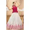 Georgette Embroidered Party Wear Lehenga Choli In White And Rani Pink - 10017191918