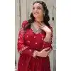 Red Georgette Embroidered Women Readymade Gown With Dupatta - 10033192018