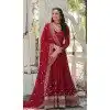 Red Georgette Embroidered Women Readymade Gown With Dupatta - 10033192018