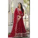 Red Georgette Embroidered Women Readymade Gown With Dupatta - 10033192018