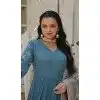 Rama Blue Faux Georgette Embroidered Party Wear Readymade Gown - 10034192020