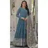 Rama Blue Faux Georgette Embroidered Party Wear Readymade Gown - 10034192020