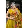 Mustard Viscose Chanderi Printed Plus Size Navratri Lehenga Choli - 10037192032