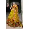Mustard Viscose Chanderi Printed Plus Size Navratri Lehenga Choli - 10037192032