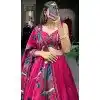 Purple Viscose Chanderi Printed Plus Size Navratri Lehenga Choli - 10037192033