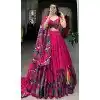 Purple Viscose Chanderi Printed Plus Size Navratri Lehenga Choli - 10037192033