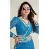 Georgette Sequins Work Plus Size Navratri Lehenga Choli In Sky Blue - 10045192075