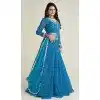 Georgette Sequins Work Plus Size Navratri Lehenga Choli In Sky Blue - 10045192075