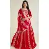 Faux Georgette Sequins Work Plus Size Navratri Lehenga Choli In Red - 10045192076