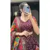 Wine Tussar Silk Patola Printed Work Plus Size Navratri Lehenga Choli -10046192079