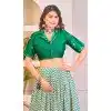 Plus Size Rayon Cotton Patola Print Work Party Wear Lehenga Choli In Green - 10056192138