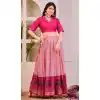 Plus Size Rayon Cotton Patola Print Work Party Wear Lehenga Choli In Pink - 10056192141
