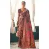 Deep Maroon Kashmiri Pashmina Woven Work Traditional Wear Plus Size Saree - 9974191554