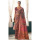 Deep Maroon Kashmiri Pashmina Woven Work Traditional Wear Saree - 9974191554